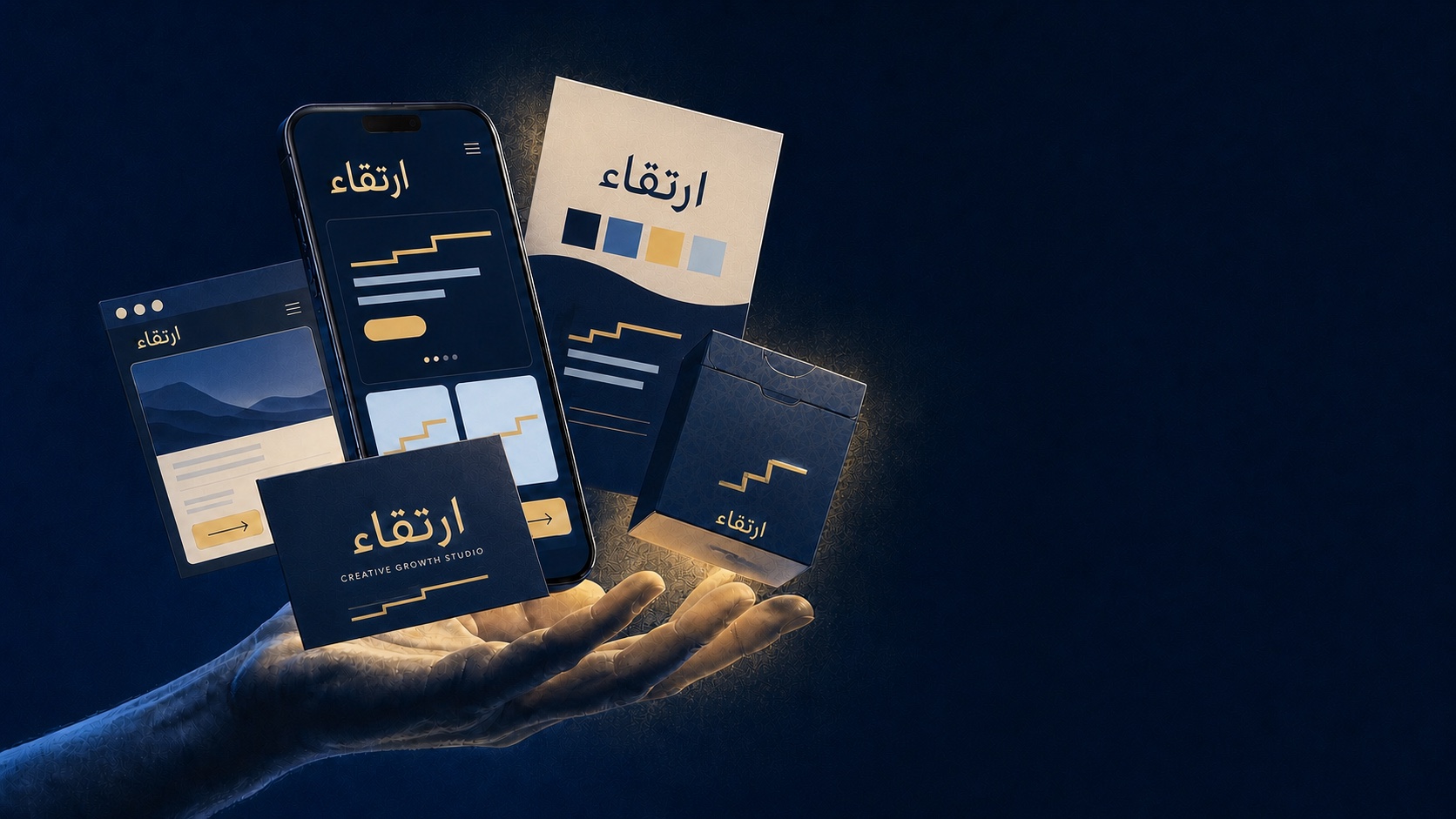 نماذج لهوية وموقع وتطبيق من ارتقاء